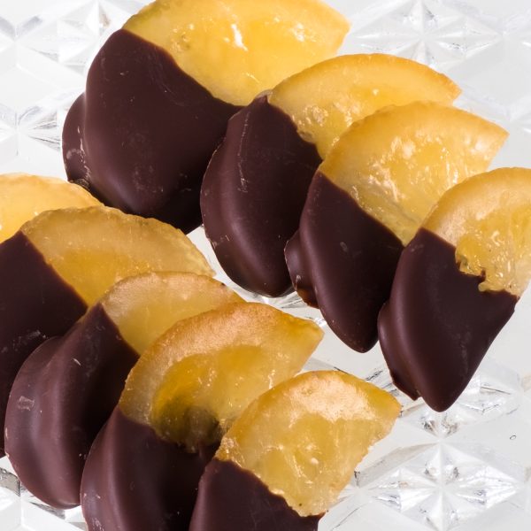 Lemon slices with chocolate