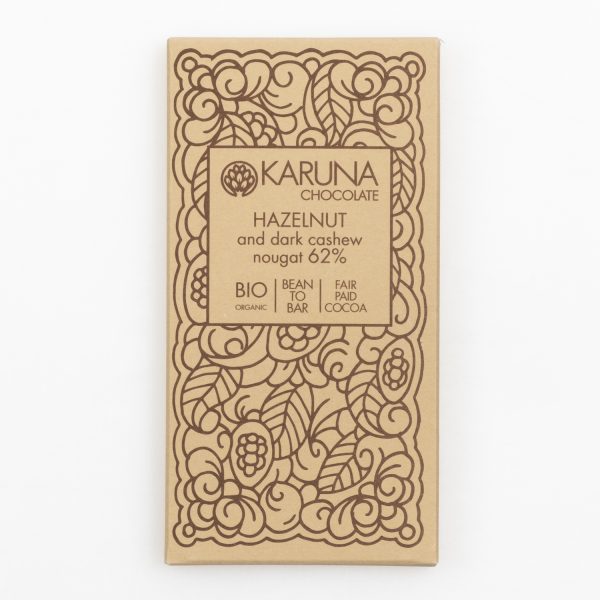 Karuna Hazelnut & Cashew Nougat 62% organic, 60g