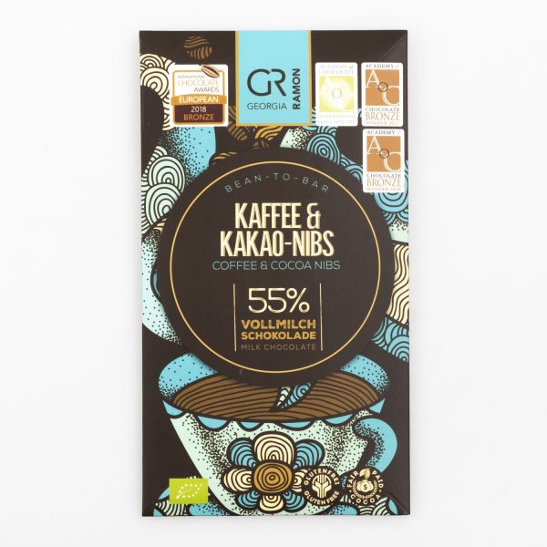 Georgia Ramon Kaffee-Kakaonibs 55% Milk bio 50g