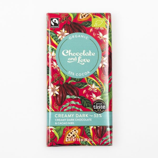 Chocolate & Love Creamy Dark & Nibs bio 55%, 80g