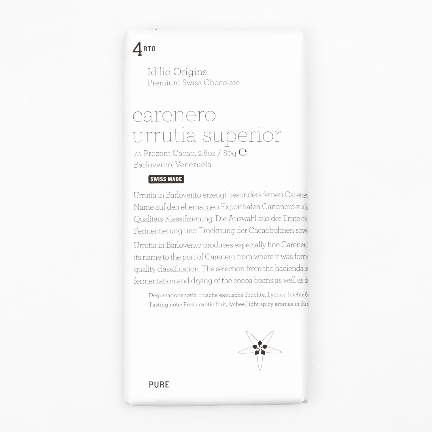 Idilio 4rto Carenero Urrutia Superior 70%, 80g - schwarzenbach.ch