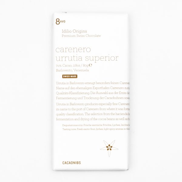 Idilio 8avo Caranero Urrutia Superior 70% Nibs,80g