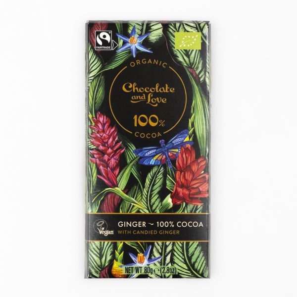Chocolate & Love Ginger 100% Cocoa bio, 80g