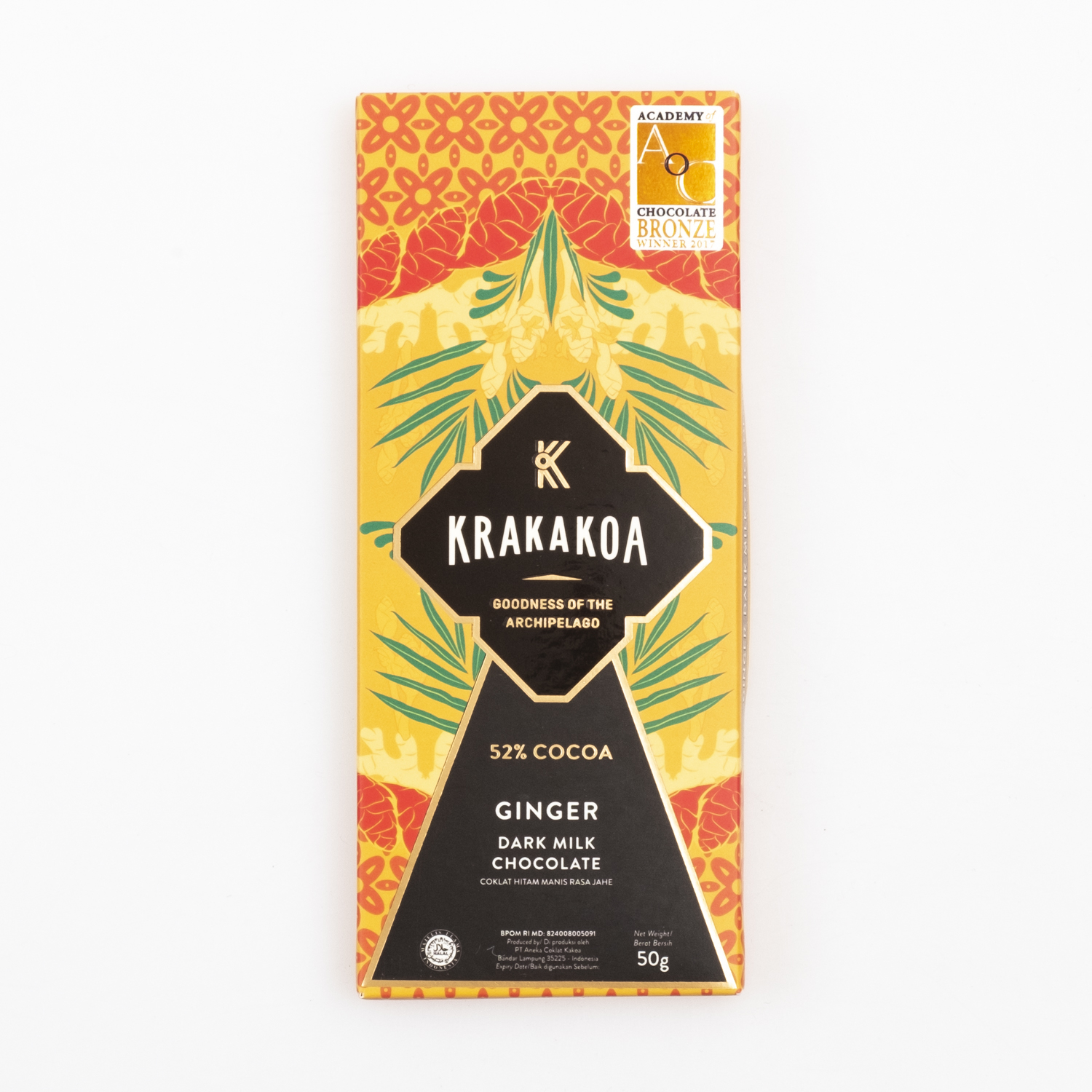 Krakakoa Milchschokolade mit Ingwer 52%, 50g