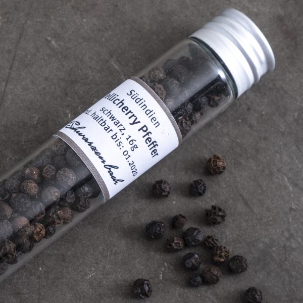 Tellicherry Pfeffer schwarz bio im Glas 20g