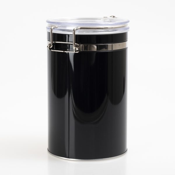 Coffee tin round black 250g - Image 2